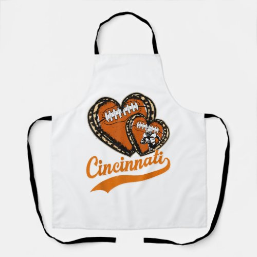 Retro Leopard Heart Cincinnati Football Lover Apron
