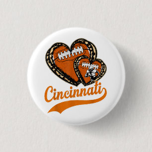 Retro Leopard Heart Cincinnati Football Lover Button
