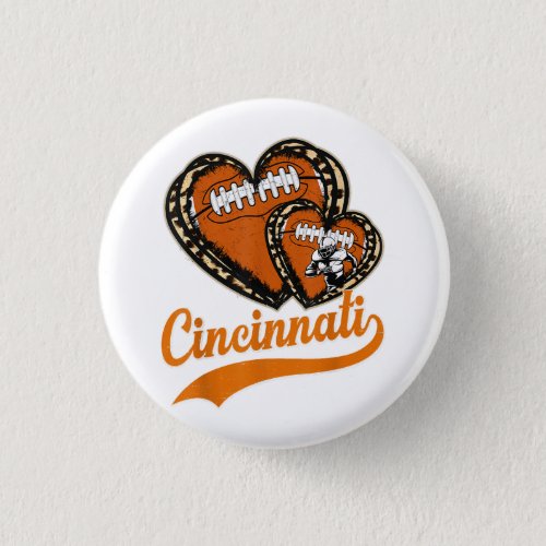Retro Leopard Heart Cincinnati Football Lover Button