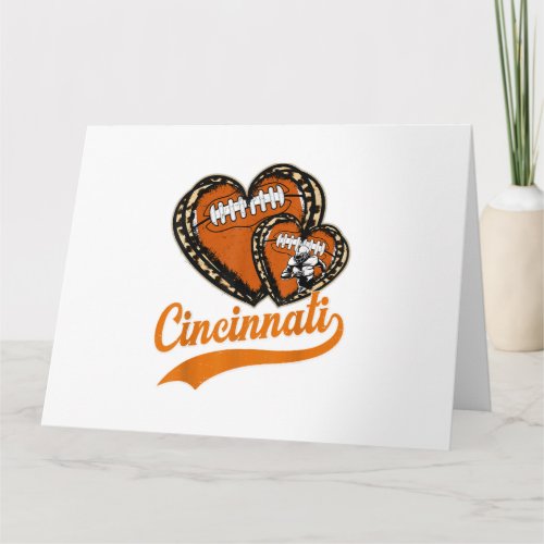 Retro Leopard Heart Cincinnati Football Lover Card