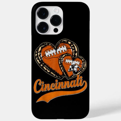 Retro Leopard Heart Cincinnati Football Lover Case_Mate iPhone 14 Pro Max Case