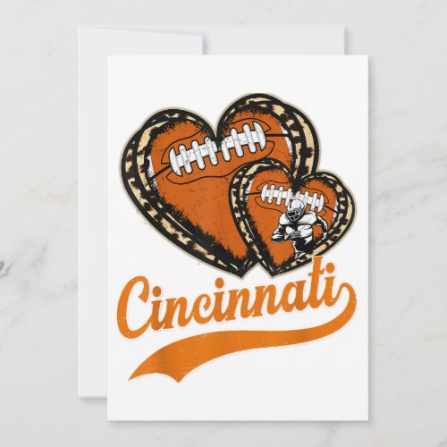 Retro Leopard Heart Cincinnati Football Lover Invitation