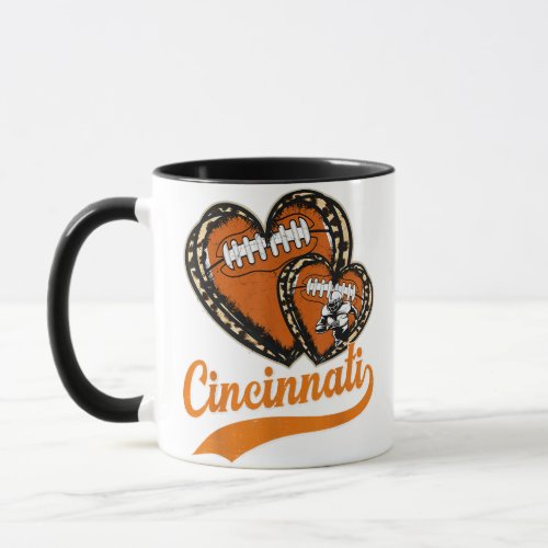 Retro Leopard Heart Cincinnati Football Lover Mug