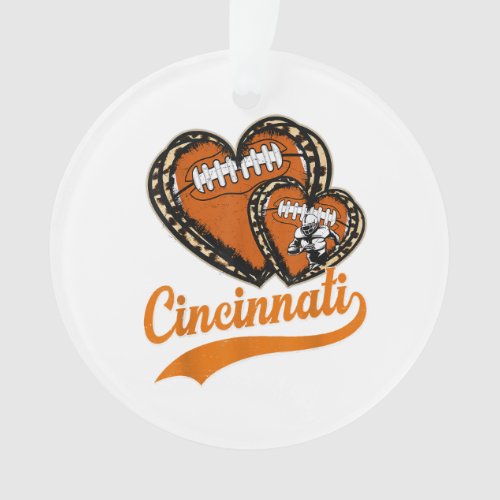 Retro Leopard Heart Cincinnati Football Lover Ornament