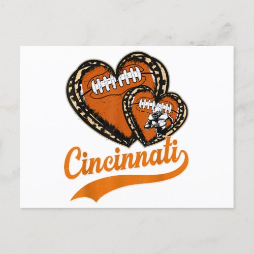 Retro Leopard Heart Cincinnati Football LoverRetro Holiday Postcard
