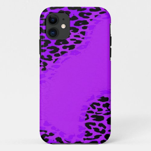 Retro leopard print and modern purple design iPhone 11 case