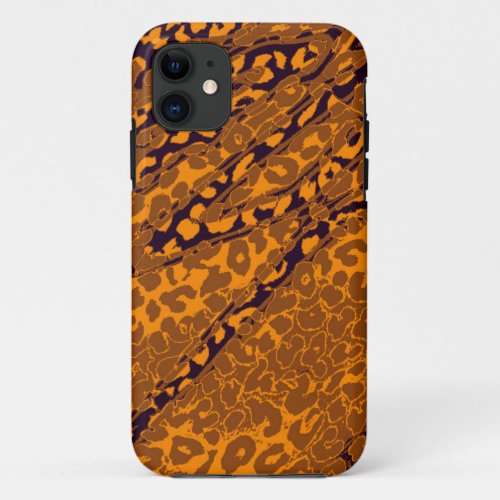 Retro Leopard Print Skin Brown Yellow Black iPhone 11 Case