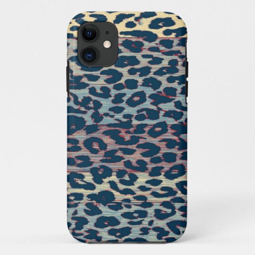 Retro Leopard Print Skin Dark Blue iPhone 11 Case