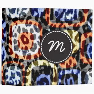 Retro Leopard Print Skin Fur. Custom Monogram 3 Ring Binder