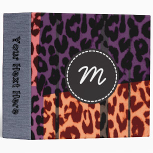 Retro Leopard Print Skin Fur. Custom Monogram 7 Binder