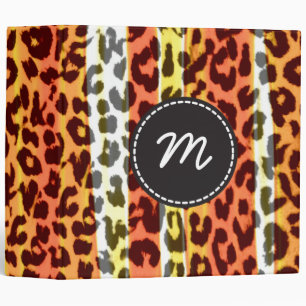 Retro Leopard Print Skin Fur. Custom Monogram Binder