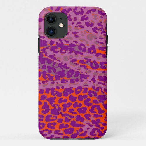 Retro Leopard Print Skin Orange Purple iPhone 11 Case