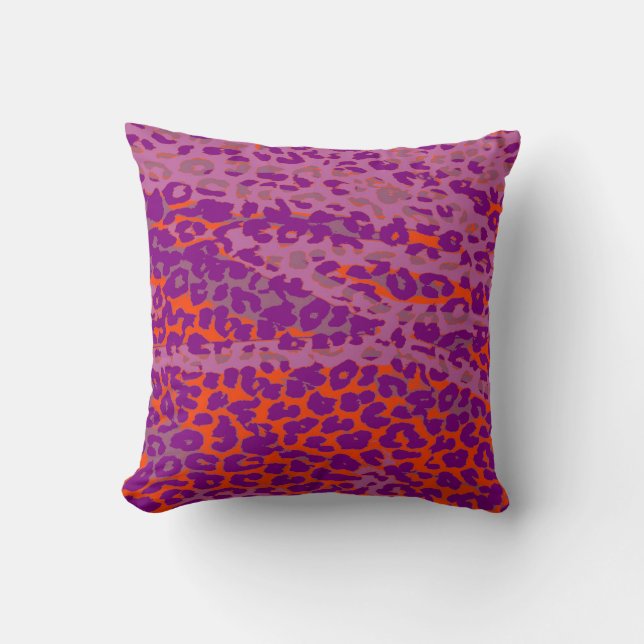 Retro Leopard Print Skin (Orange, Purple, Pink) Throw Pillow (Front)