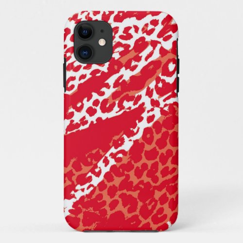 Retro Leopard Print Skin Red White iPhone 11 Case