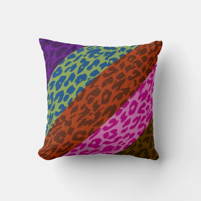 Retro Leopard Print Skin Stripe Pattern 4 Throw Pillow (Front)