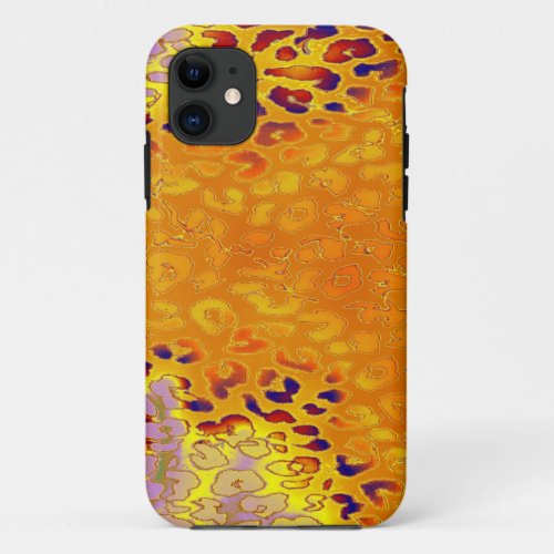 Retro Leopard Print Skin Yellow Orange Grey iPhone 11 Case