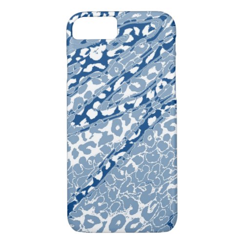 Retro Leopard Skin Blue White iPhone 87 Case