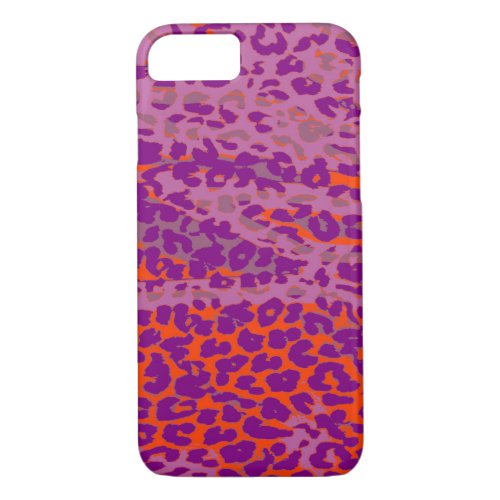 Retro Leopard Skin Orange Purple iPhone 87 Case