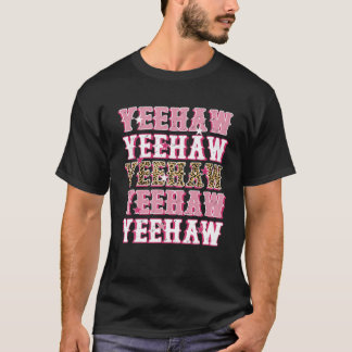 Retro Leopard Yeehaw Western Country Cowboy Cowgir T-Shirt