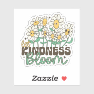 Retro Let Kindness Bloom Smiling Daisies Sticker