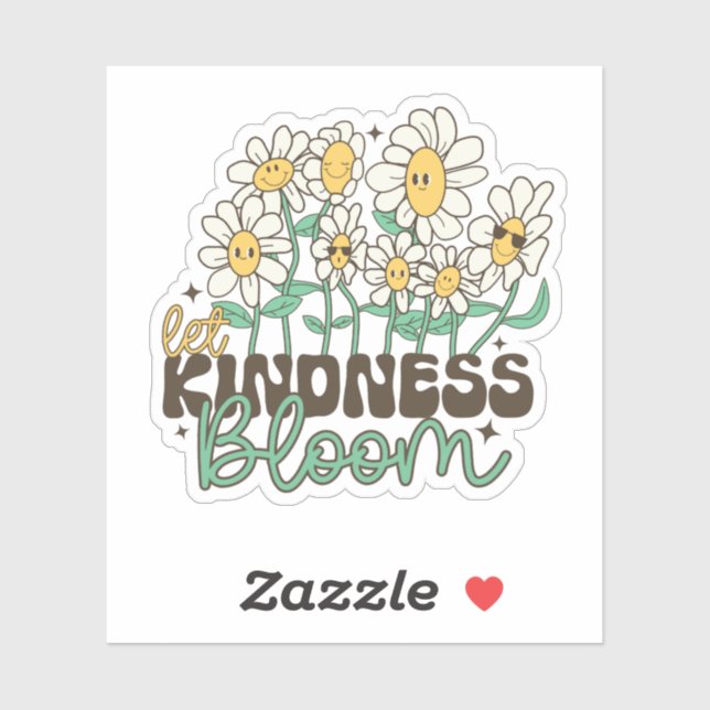 Retro Let Kindness Bloom Smiling Daisies Sticker (Sheet)