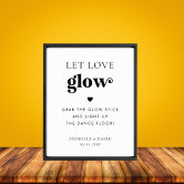 Wedding Glow Stick Sign in Pink Geometric, Let Love Glow, Light up