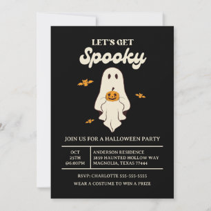 Retro Let’s Get Spooky Halloween Invitation