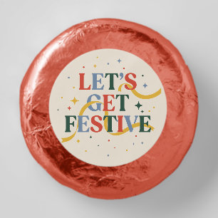 Retro Lets Get Festive Holiday Party Dipped Oreo Cookie Favors