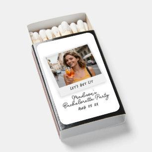 Retro Let's Get Lit Bachelorette Party Photo Matchboxes