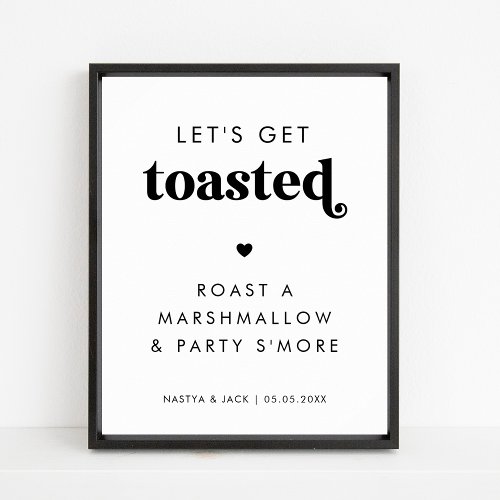 Retro Lets Get Toasted Marshmallow Wedding Sign 