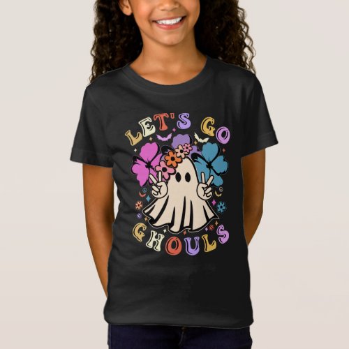 Retro Lets Go Ghouls  Cute Halloween Ghost   T_Shirt