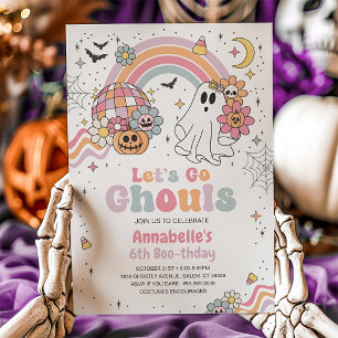 Retro Let's Go Ghouls Halloween Birthday Invitation
