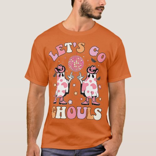Retro  Lets Go Ghouls Western Halloween Ghost  T_Shirt