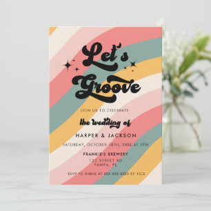 Retro Let's Groove Casual Wedding Invitation