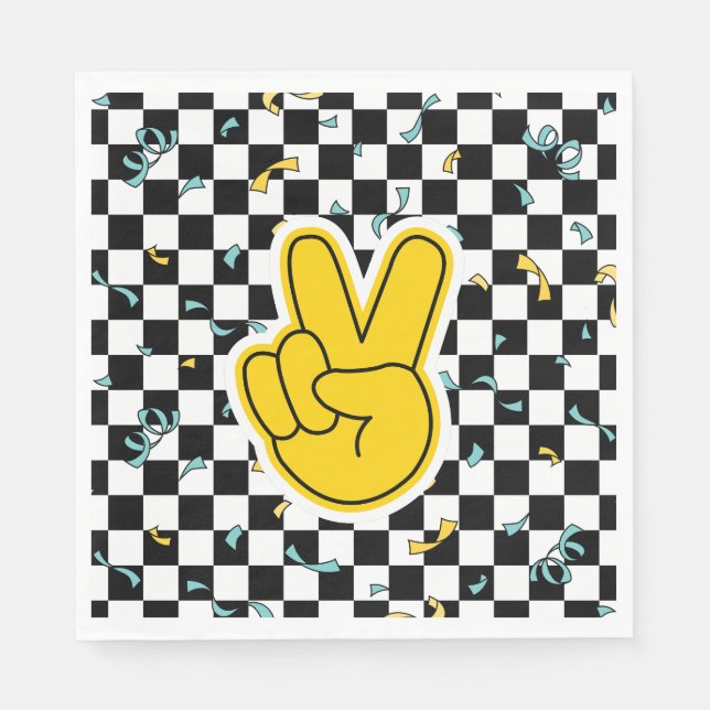 Retro Let's Party Peace Sign Birthday Napkins (Front)