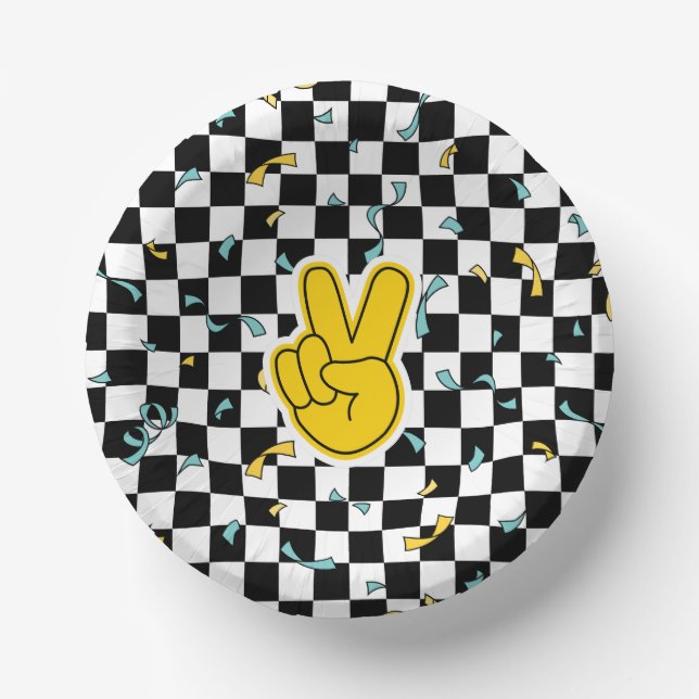 Retro Let's Party Peace Sign Birthday Paper Bowls (Front)