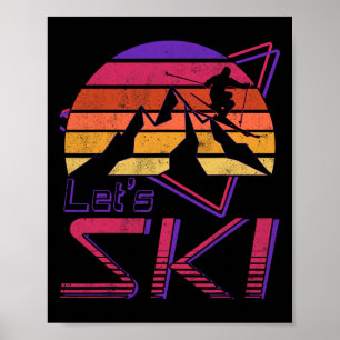 Retro Let's Ski Vintage 80s 90s Snow Skiing  Poster