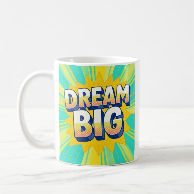 Retro lettering dream big text coffee mug (Left)