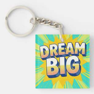 Retro lettering dream big text keychain