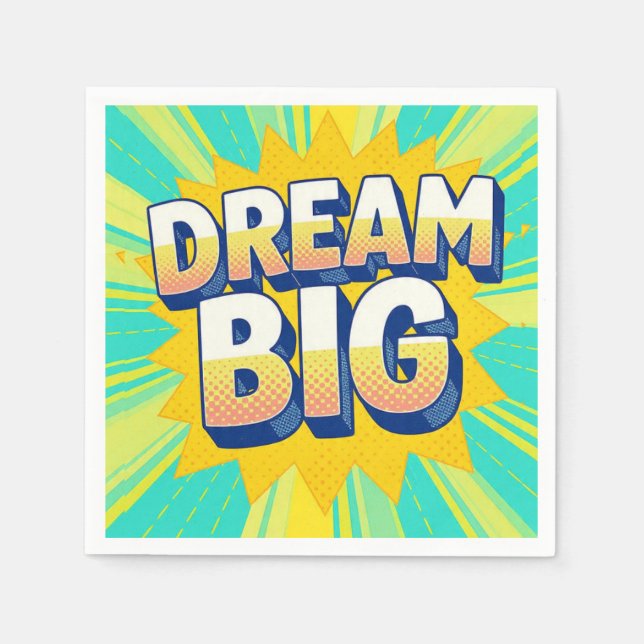 Retro lettering dream big text napkins (Front)