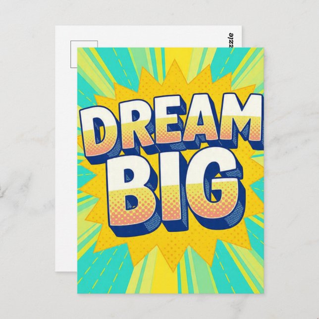 Retro lettering dream big text postcard (Front/Back)