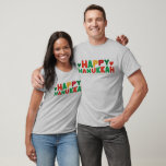 Retro lettering Happy Hanukkah  T-Shirt<br><div class="desc">Retro lettering Happy Hanukkah t-shirt. Male or Female t-shirt.

Hanukkah 2023
begins Thursday,  7 December
at sunset 
ends Friday,  15 December
at nightfall</div>