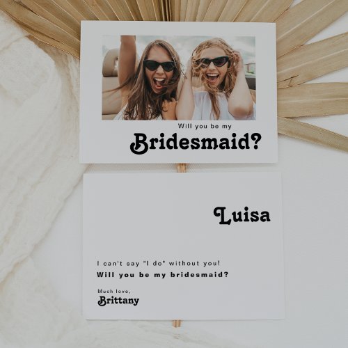Retro Lettering Photo Bridesmaid Proposal Card