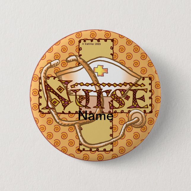 Retro letters nurse  pinback button (Front)
