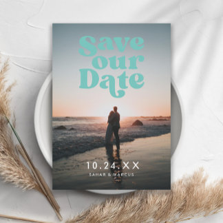 Retro Letters Save Our Date Photo Card