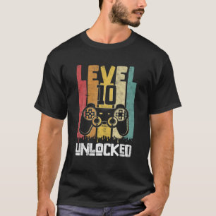 Retro level 10 unlocked Tee 10th gamer birthday Bo