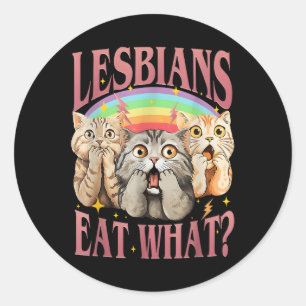 Retro Lgbt Eat What Cat Lesbian Pride Month Equal Classic Round Sticker