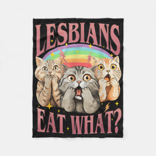 Retro Lgbt Eat What Cat Lesbian Pride Month Equal Fleece Blanket