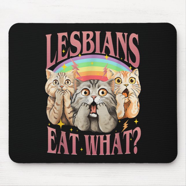 Retro Lgbt Eat What Cat Lesbian Pride Month Equal  Mouse Pad (Front)