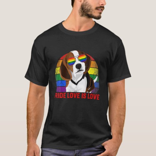 Retro LGBT Pride Love Is Love Dog Lover T_Shirt
